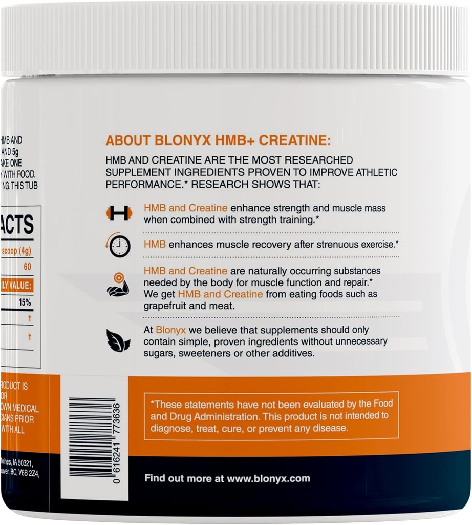 HMB + Creatine Supplement - 3g Daily HMB for Enhanced Strength, Power & Recovery, Ideal for High-Intensity Athletes, 30-Day Supply 3