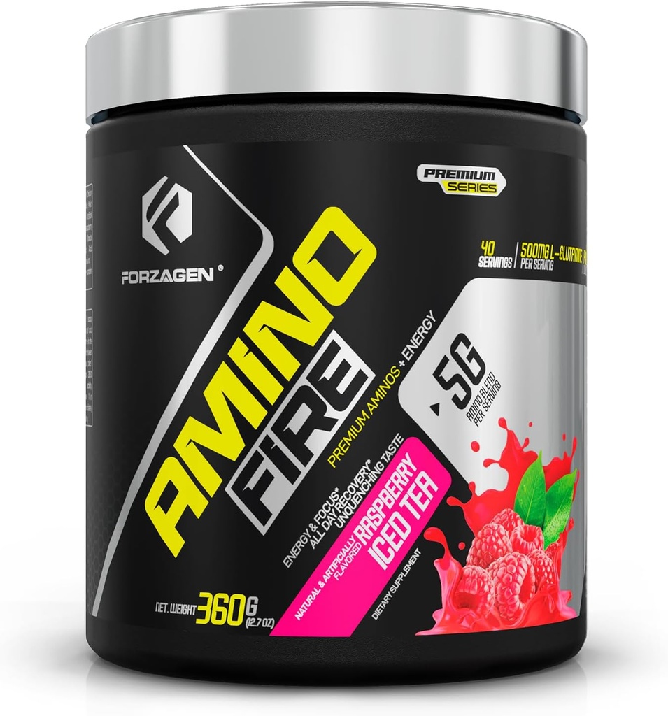 Forzagen Amino Fire | Essential Amino Energy Powder for Pre-Workout | BCAA Energy Boost & Muscle Recovery Drink Mix, Enhance Focus & Concentration, Dietary Supplement | Raspberry Ice Tea, 40 Servings 2