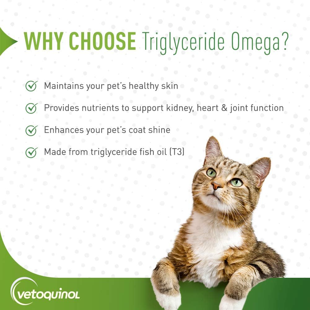 Vetoquinol Triglyceride Omega 3 Supplement for Dogs and Cats, Fish Oil Supplement with EPA and DHA, Promotes Skin, Coat, Joint, and Immune Health, Omega 3 Fish Oil for Dogs and Cats up to 30lbs, 60ct 4