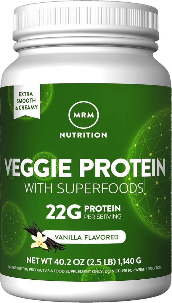 MRM Nutrition Veggie Protein with Superfoods | Vanilla Flavored | 22g Complete Protein | Over 8.8g Essential Amino acids | 13 superfoods | with Omega 3s and Omega6s | Keto Friendly | 33 Servings 2