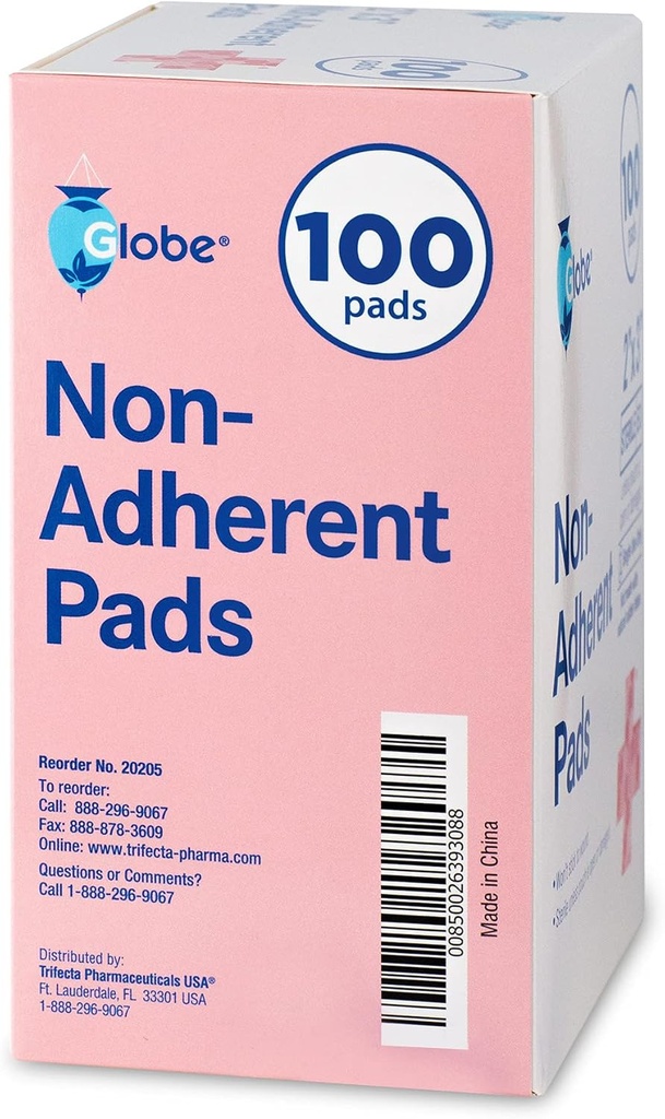 Globe Sterile Non-Adherent Pads, (100-Pack), 2” x 3” Non-Adhesive Wound Dressing. Highly Absorbent & Non-Stick, Painless Removal-Switch. Individually Wrapped for Extra Protection (2 x 3) 5