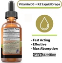 MAX Absorption, Vitamin D3 + K2 (MK-7) Liquid Drops with MCT Oil, Unflavored, Helps Support Strong Bones and Healthy Heart 3