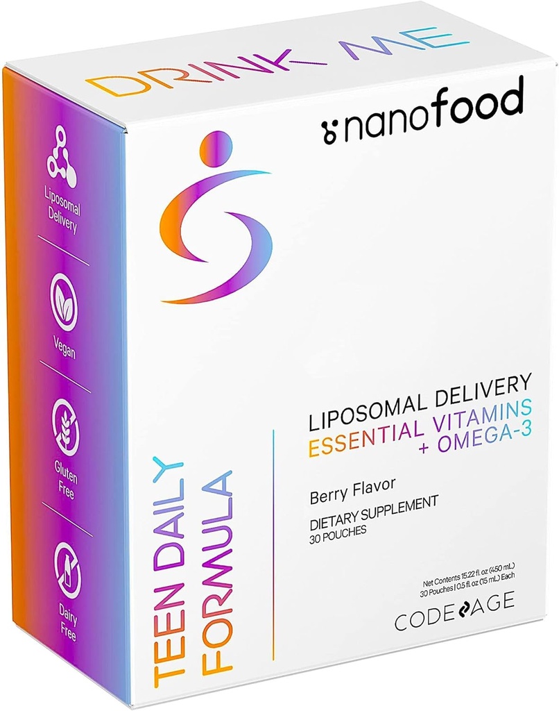 Codeage Multivitamins For Teens, Liquid Vitamin C for Teenagers, Vitamin A B6 B12 D3 E For Kids, Biotin Zinc Omega-3 Folate, Liposomal Vitamins Supplement, One Daily Sachet, Vegan, Non-GMO, 30 Pouches 6