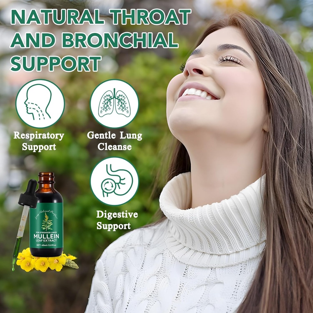 Mullein Drops for Lungs, Mullein Leaf Extract with Chlorophyll,Mullein Leaf Extract for Lung Cleanse and Respiratory Support 5