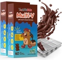 YUM-V'S - Kids Multivitamin Chewable Chocolate Bears - Multivitamin for Kids Supplement - 16 Vitamins & Minerals - Vitamins Including D, Zinc, C, B Complex & More, 60 Count (Pack of 2) 2