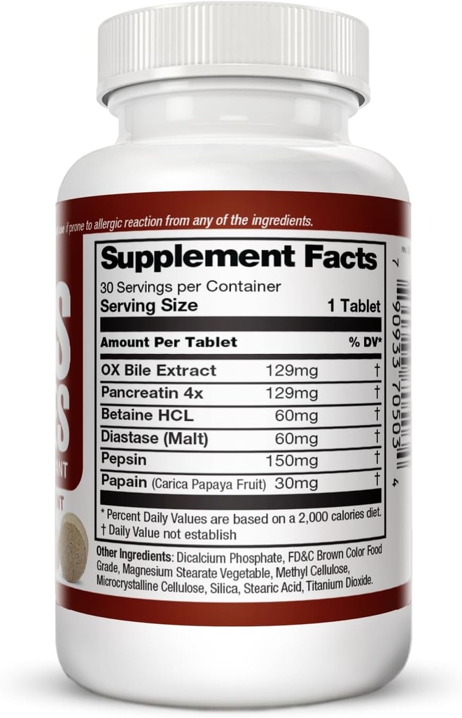 Germa Bile Salts Natural Dietary Supplement, for Liver Support / Sales Biliares Suplemento Dietetico Natural, Ayuda Higado 30 Tabs 4