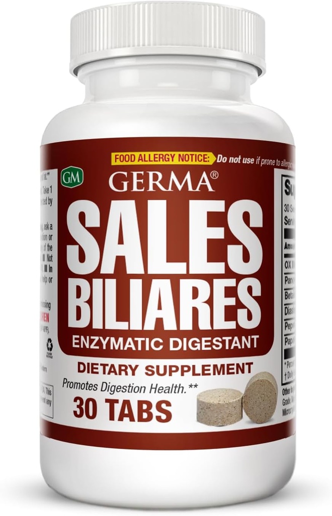 Germa Bile Salts Natural Dietary Supplement, for Liver Support / Sales Biliares Suplemento Dietetico Natural, Ayuda Higado 30 Tabs 5