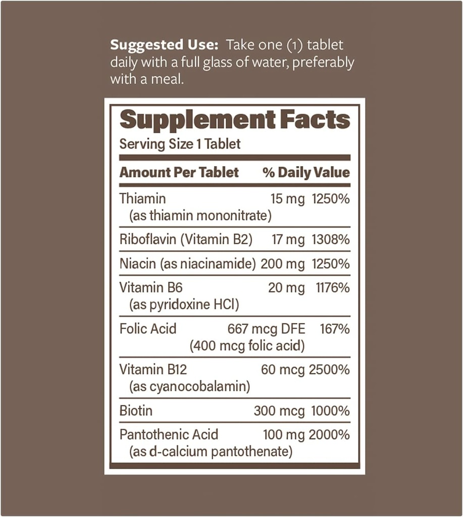 Endur-B Complex - Sustained Release - Vitamin B Supplement with B1, B2, B3, B6, B12, Folic Acid, Biotin - 300 Tablets - Endurance Products Company 3