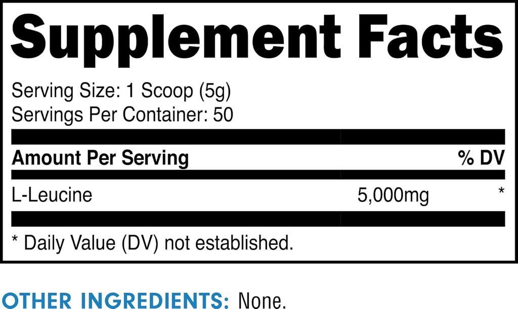 Bucked Up L-Leucine 5000mg Per Serving, Essentials (50 Servings, 250 Grams Powder) 5