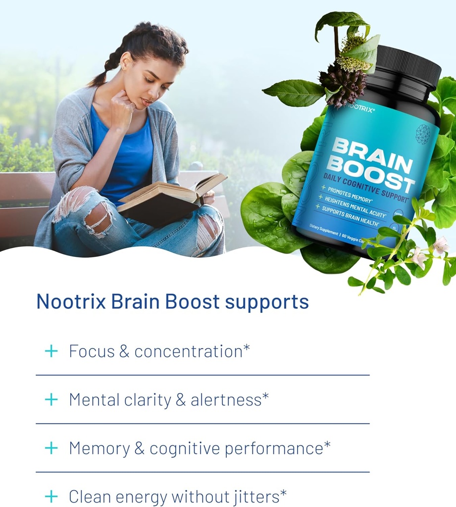 Nootrix Brain Boost Nootropic Supplement | Supports Memory, Mental Focus, Cognitive Health & Energy | Promotes Healthy Mood & Brain Function | Ginkgo Biloba & DMAE | 180 Capsules 4