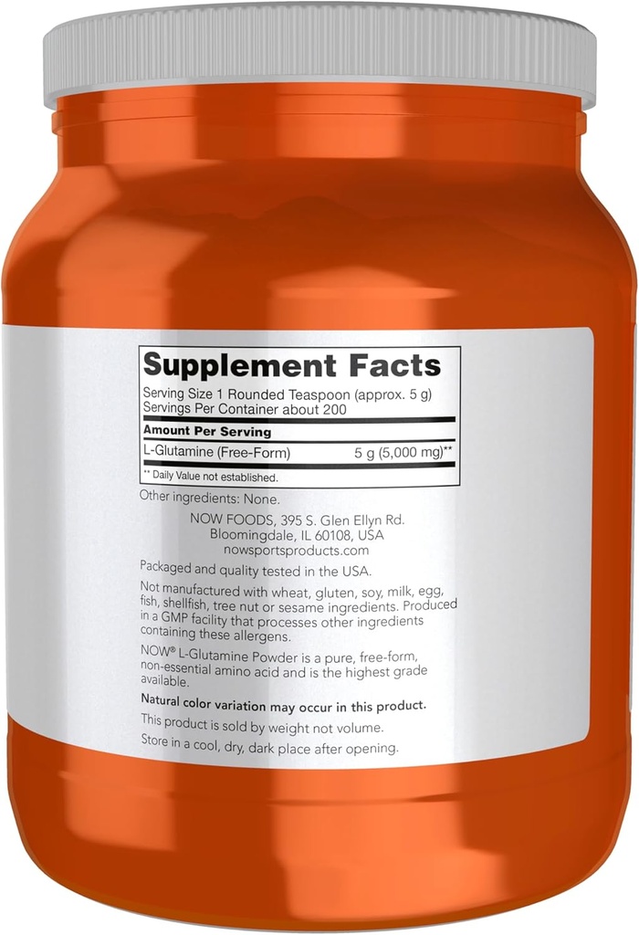 NOW Foods Sports Nutrition, L-Glutamine Pure Powder, Nitrogen Transporter*, Amino Acid, 35.3-Ounce 3