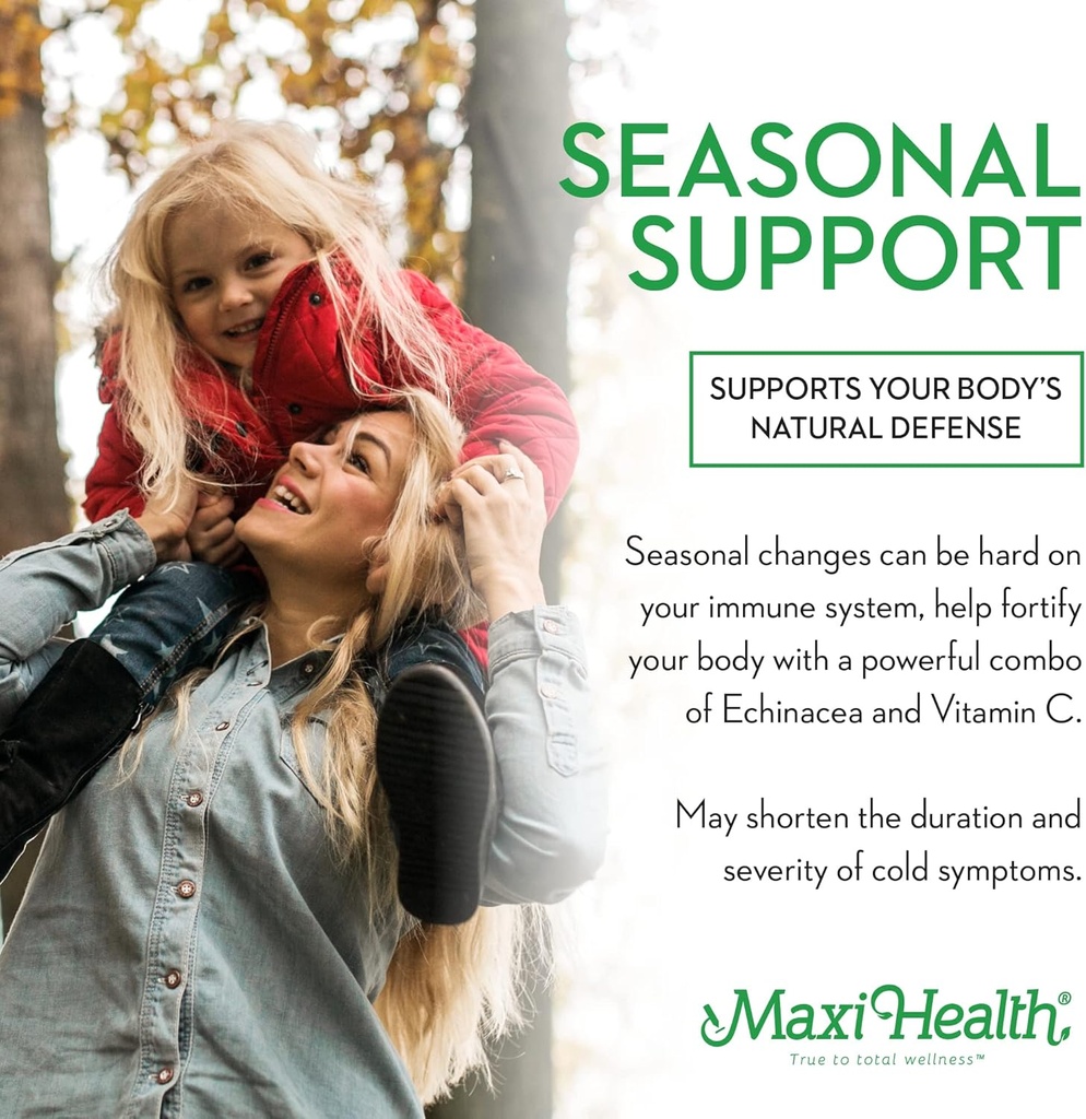 Maxi Health - Organic Echinacea Supreme Liquid Extract with Vitamin C - Immune Support Supplement Echinacea Drops - 1000mg Echinacea Root & Whole Plant Herb Extract - 2 Fl Oz Immune Booster Bottle 5