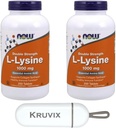 NOW Foods Supplements, L-Lysine (L-Lysine Hydrochloride) 1,000 mg | Double Strength, Amino Acid | 250 Tablets - Pack of 2 with Pill Organizer 2