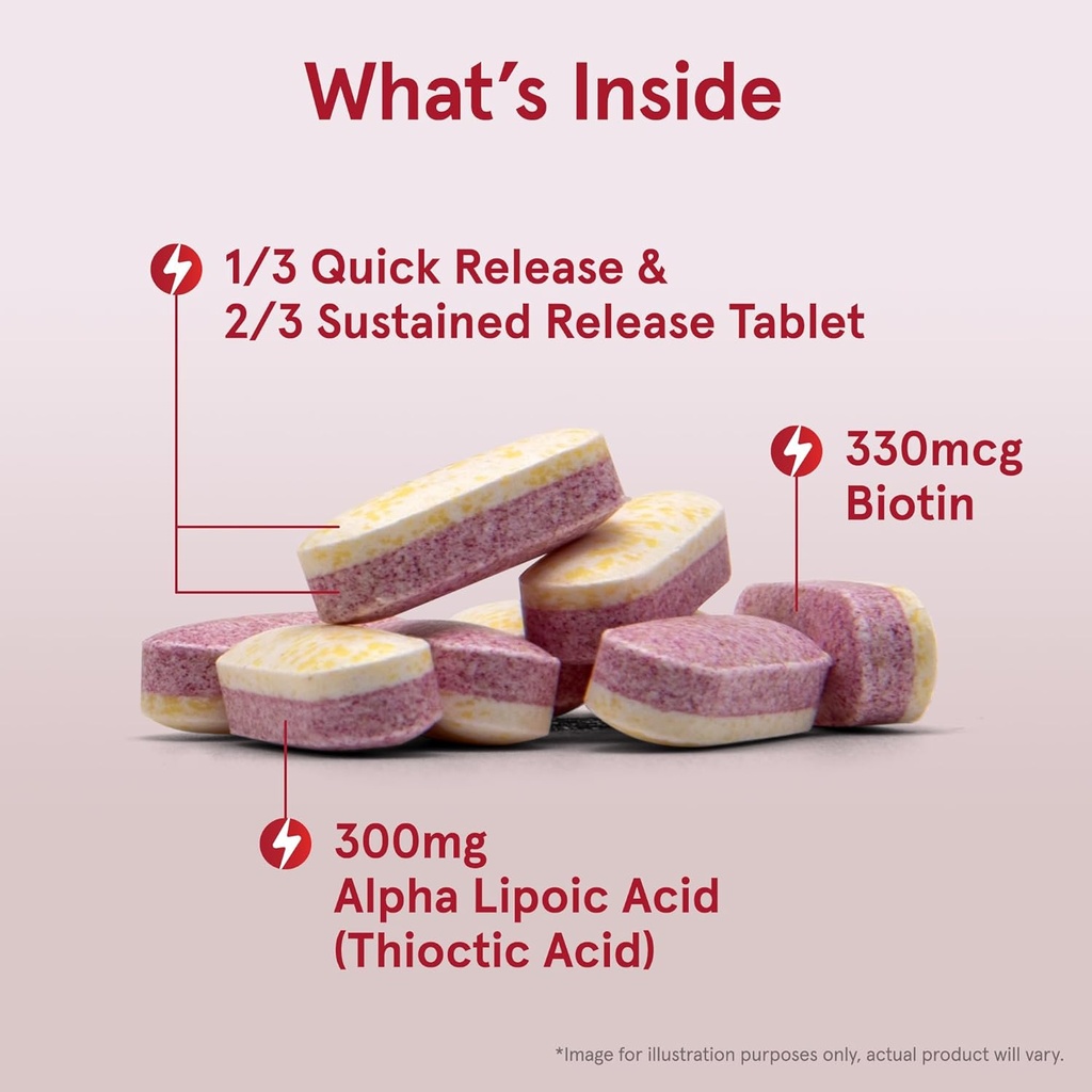 Jarrow Formulas Alpha Lipoic Sustain with Biotin, 300 mg Alpha Lipoic Acid, Universal Antioxidant, Dietary Supplement, 60 Vegan Tablets, Up to a 60 Day Supply 4