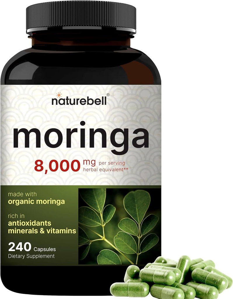NatureBell Moringa Oleifera 8000mg Per Serving & Glutathione Supplement 2,000mg Per Serving Bundle Pack | Made with Organic Moringa Leaf Powder | Master Antioxidant 3