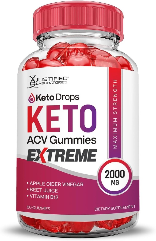 Justified Laboratories (2 Pack Keto Drops Keto ACV Gummies Extreme 2000MG Keto Drops Keto Gummies Advanced Formula Apple Cider Vinegar with Pomegranate Beet Juice Powder B12 Vegan Non GMO 120 Gummys 5