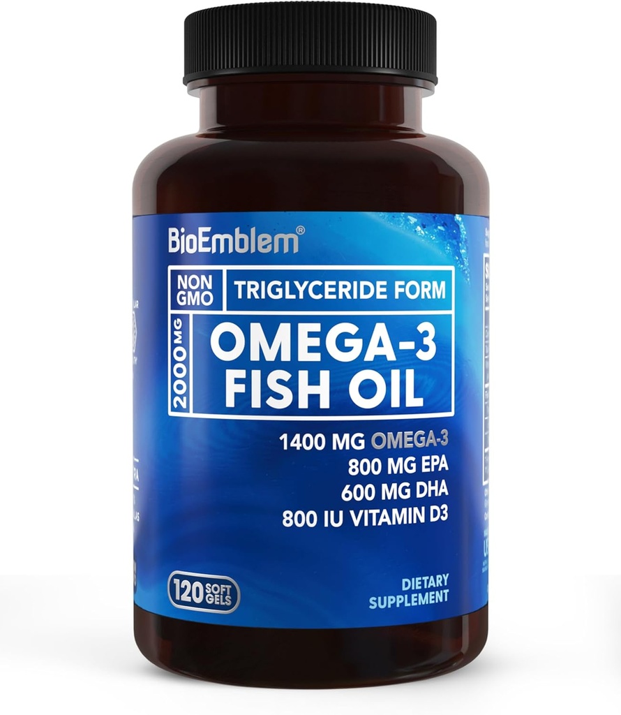 BioEmblem Vitamin D3 K2 Omega-3 Fish Oil 2000mg 6