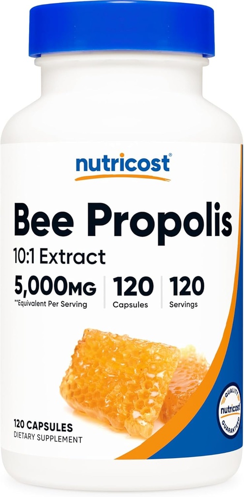 Nutricost Bee Propolis 10:1 Extract 5,000mg Equivalent, 120 Capsules - Gluten Free, Non-GMO, Vegetarian Dietary Supplement, from 500mg of 10:1 Extract 2