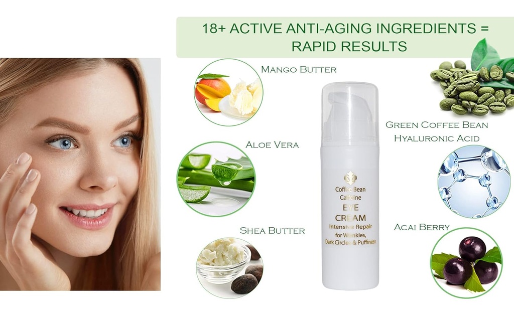 Fleur De Lis Naturals Coffee Bean Caffeine Anti Aging Eye Cream for Dark Circles, Eye Bags, Fine Lines, Puffiness. Best Anti Aging Eye Cream Moisturizer for Wrinkles, Crows feet, Puffy Eyes 4