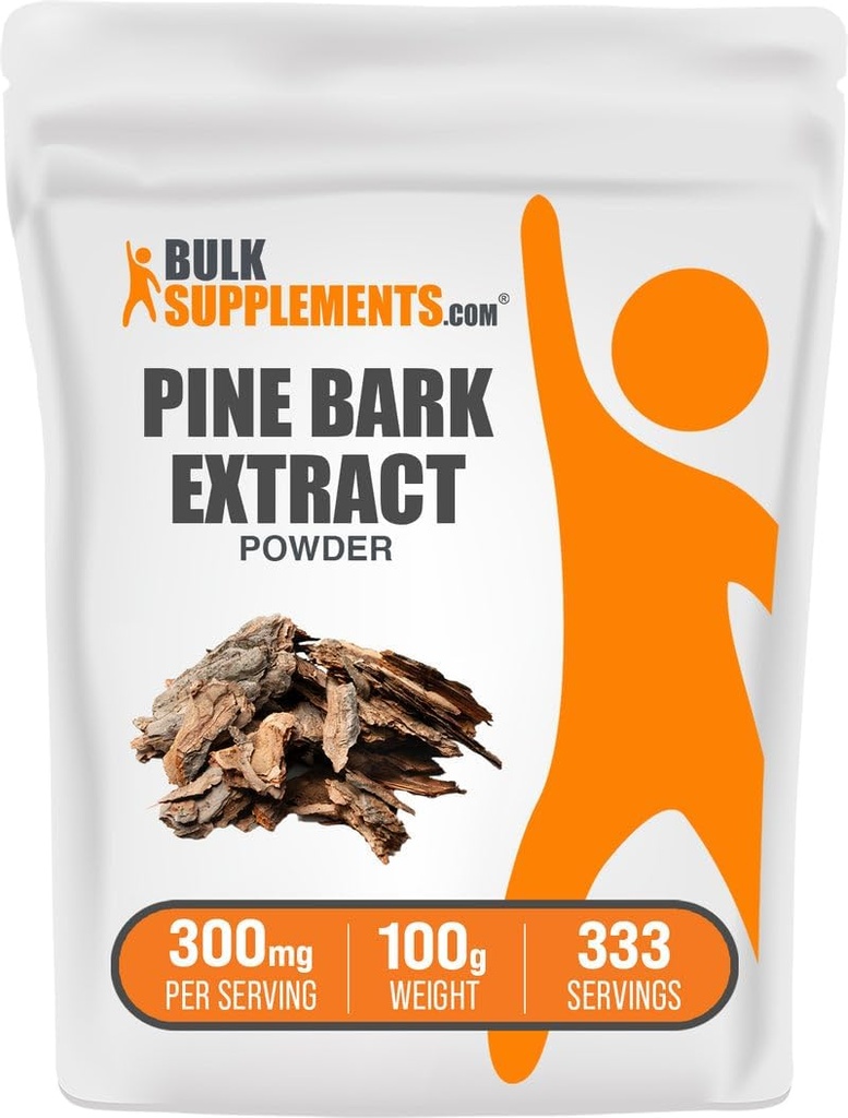 BulkSupplements.com Pine Bark Extract Powder - Herbal Supplement, Pine Bark Powder - Antioxidants Support, Gluten Free - 300mg per Serving, 100g (3.5 oz) (Pack of 1) 2