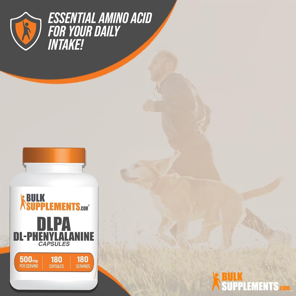 BulkSupplements.com DL-Phenylalanine Capsules - DLPA Capsules, DL-Phenylalanine 500mg - DLPA Supplements, Amino Acid Supplement - Gluten Free, 1 Capsule per Serving, 180 Capsules 4
