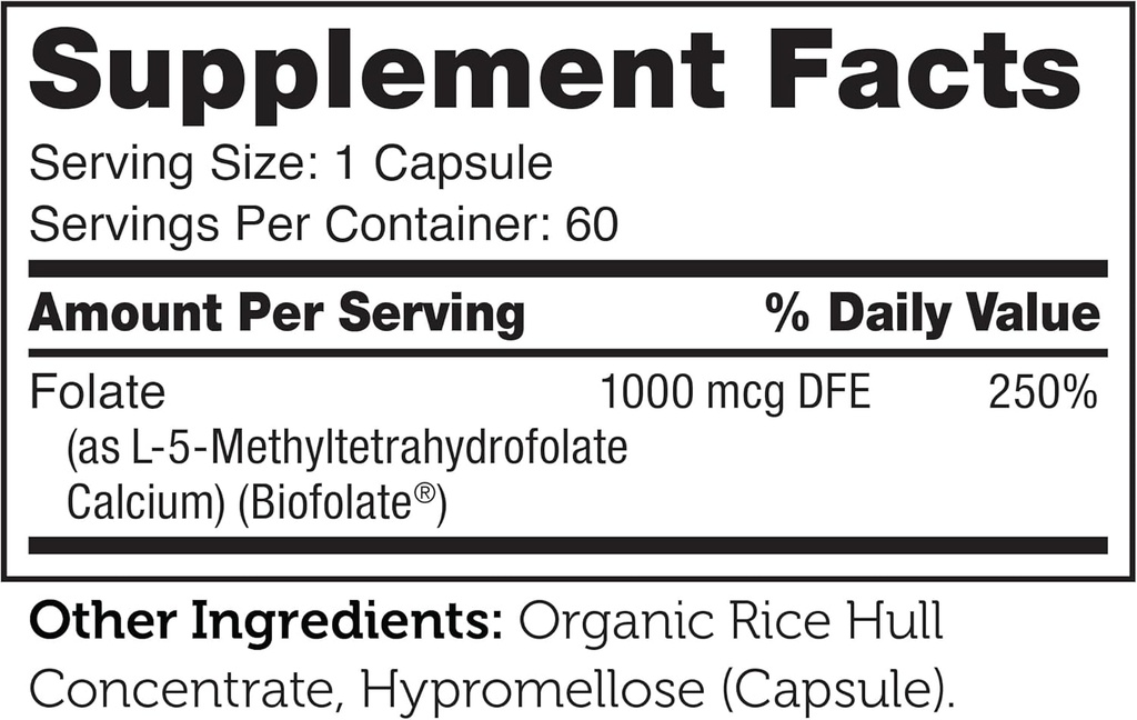 Zahler Methylfolate - Supports Healthy Fetal Development and Genetic Health - Methylated Folic Acid from 1000 mcg DFE L-Methylfolate - Kosher Non GMO Methyl Folate Supplement for Women (60 Capsules) 6
