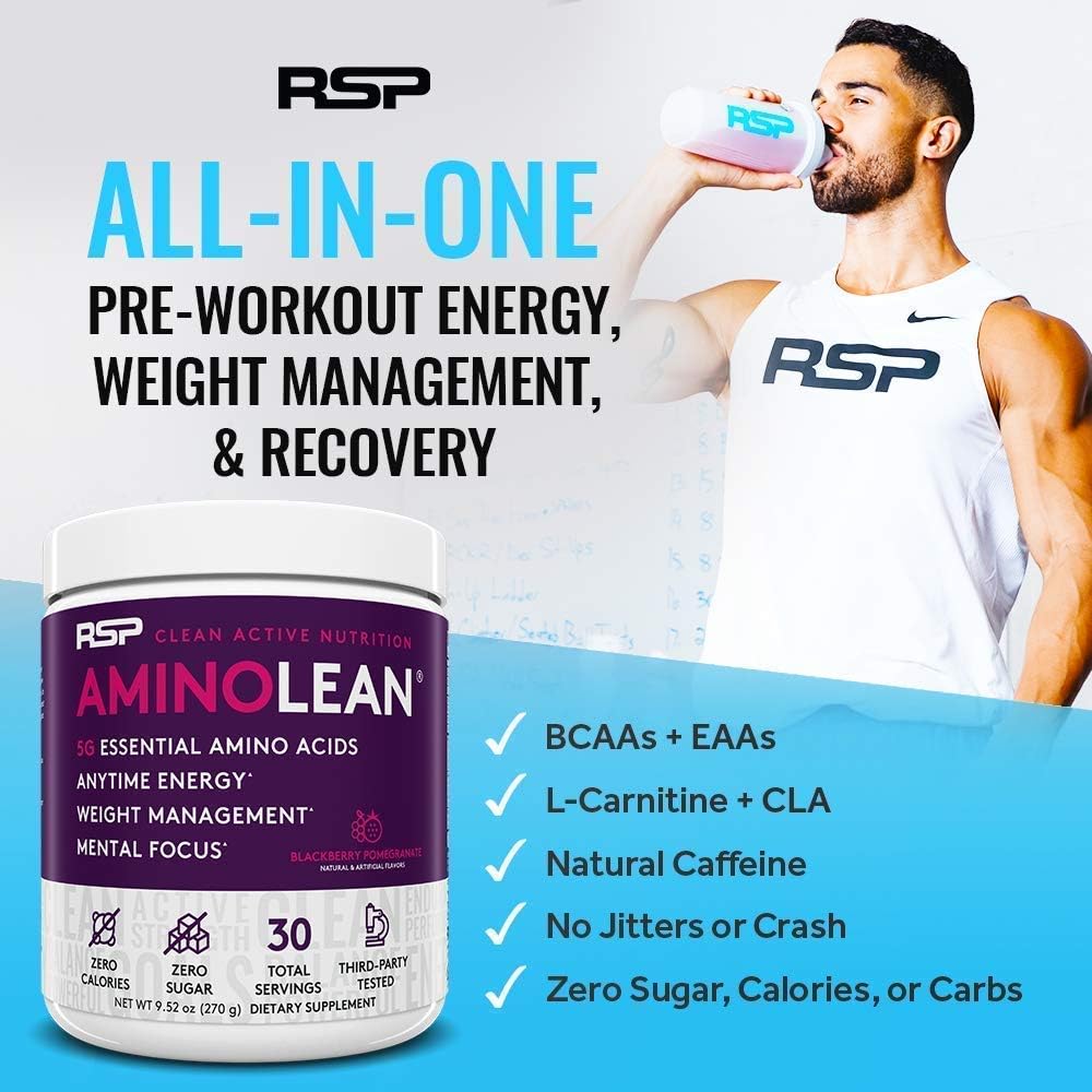 RSP NUTRITION AminoLean Pre Workout Energy (Fruit Punch 30 Servings) with TrueFit Protein Powder (Chocolate 2 LB) 5