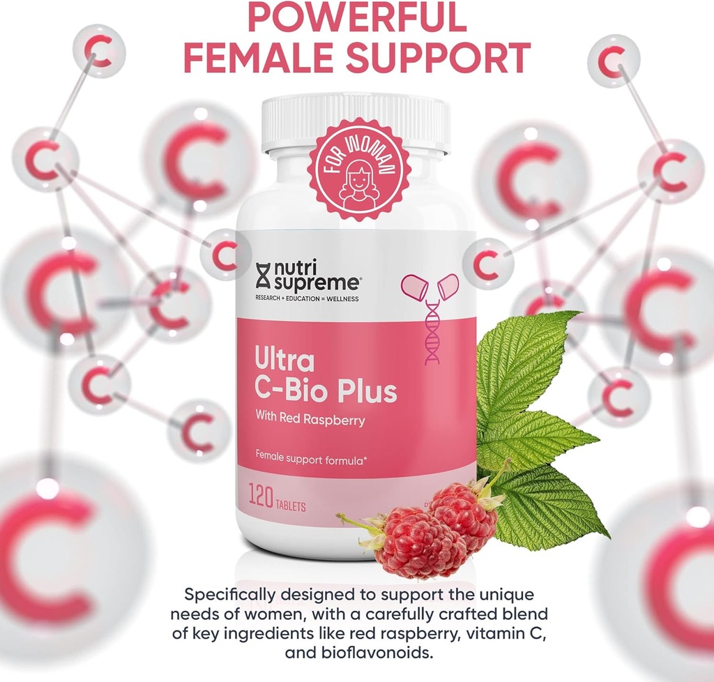 Nutri Suprme Ultra C-Bio Plus, Female Support Formula with Red Raspberry, Vitamin C, and Bioflavonoids , 120 Tablets, Vegetarian, Kosher 5