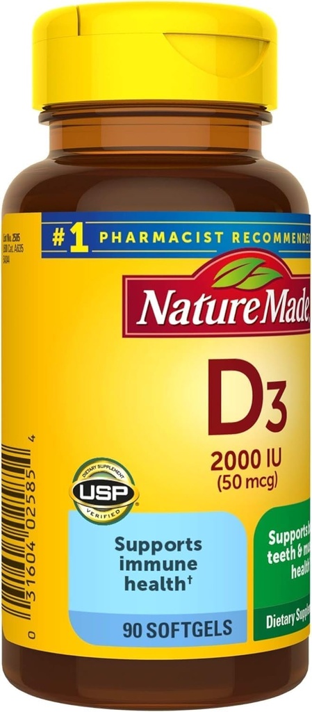 Nature Made Vitamin D3 2000 IU Liquid Softgels 90 ea (Pack of 2) 6