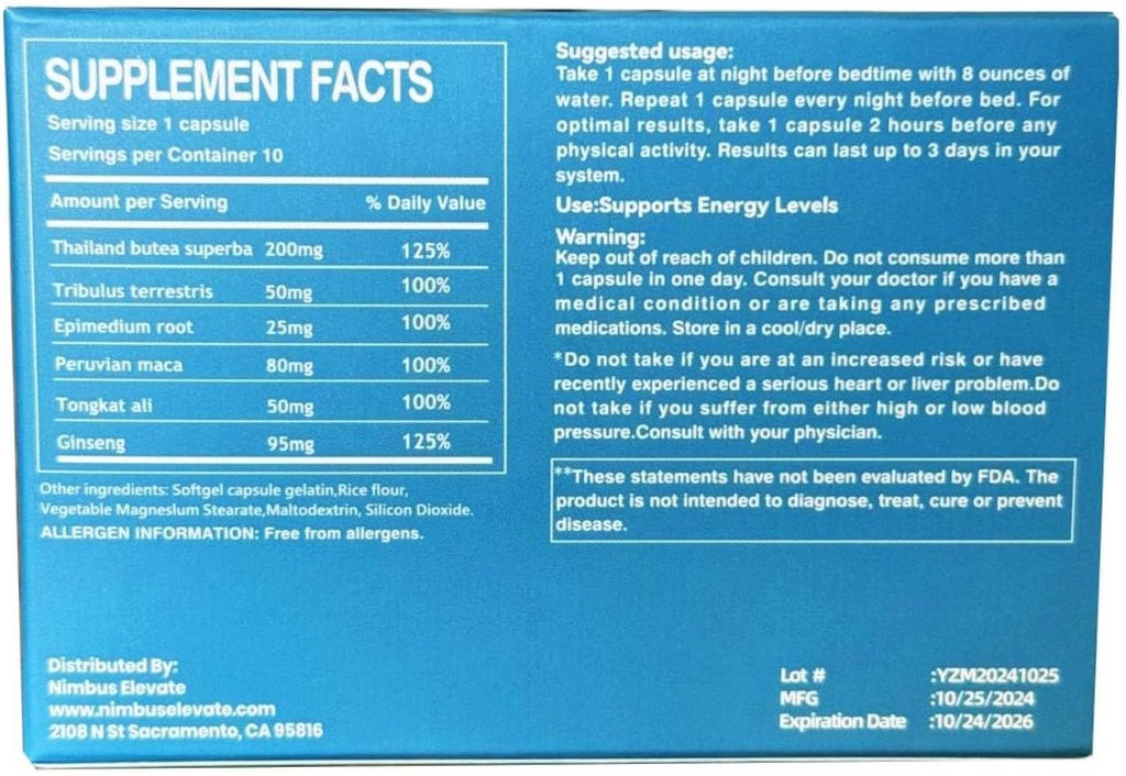 Men’s Vitality Supplement with Butea Superba – Helps Boost Energy, Strength, and Endurance – 10-Pack 3