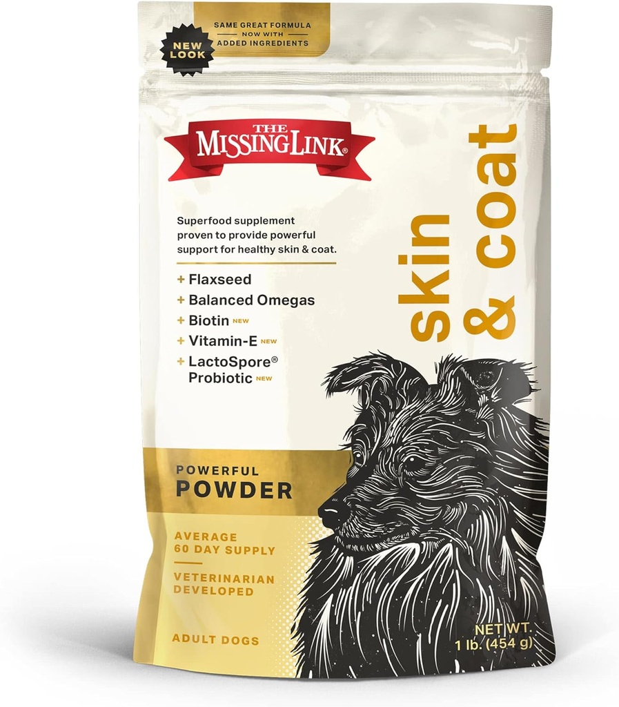 The Missing Link Skin & Coat + Probiotics Supplement 1lb Bag - Powerful Superfood Powder for Dogs Supports Healthy Skin & Glossy Coat, Promotes Hair Growth 2
