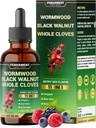 10in1 Wormwood Tincture - Black Walnut, Whole Cloves, Reishi Mushroom & 4 More - Wormwood Liquid Drops - 1 FL OZ for 2 Months Supply - Berry Mix Flavor 2