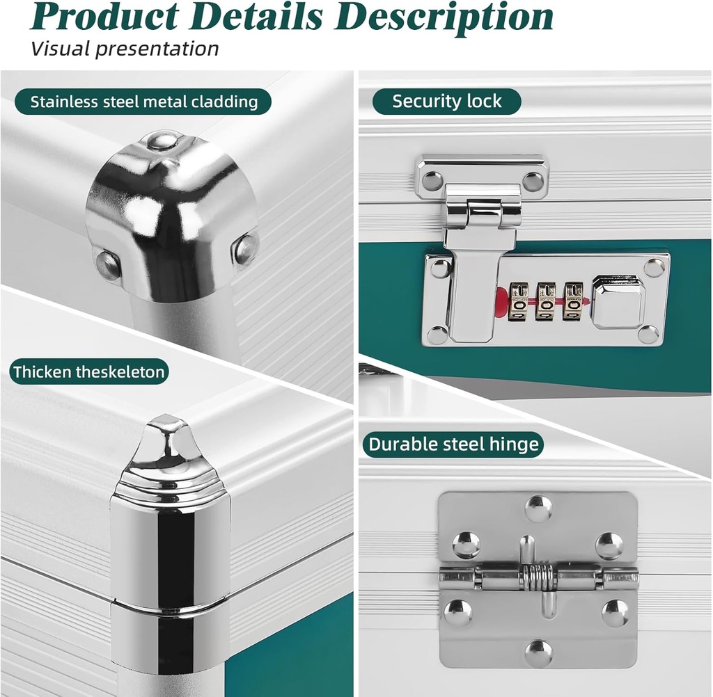 Glosen Medicine Lock Box with Combination Lock, Medication lock box【Small 10x6.7x6.7 Inch】,medical box organizer 4