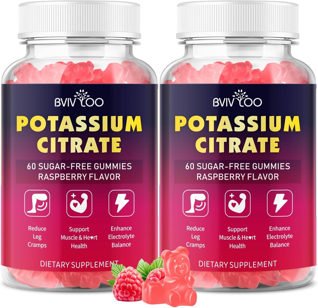 Potassium Citrate Gummies for Adults, Sugar-Free Potassium Gummies 1000mg Support Leg Cramps & Electrolyte Balance High Potency Potassium Supplement Gummies 120 Count 2