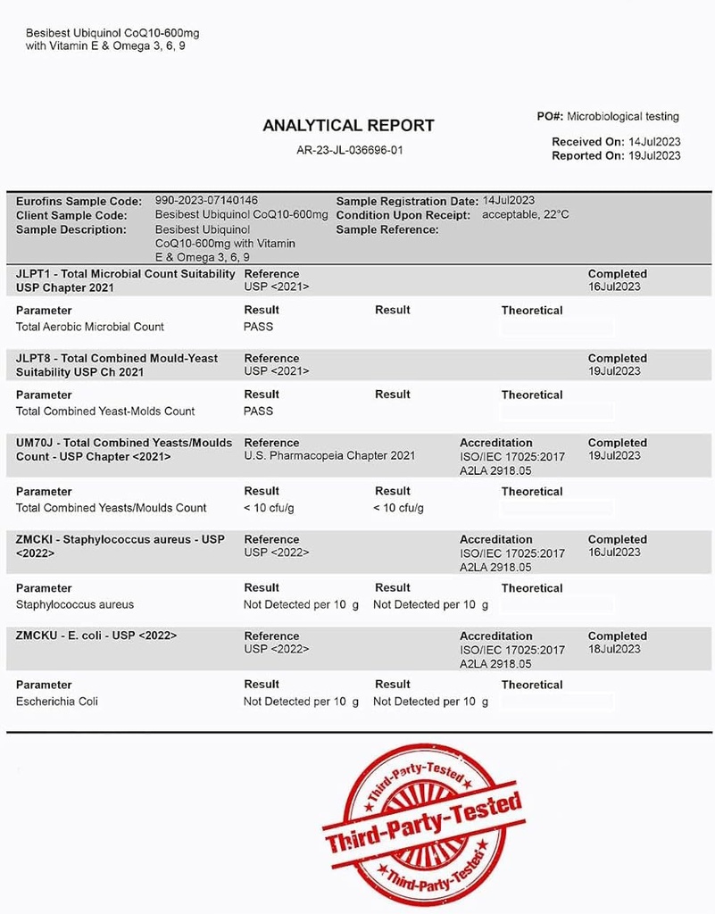 Ubiquinol CoQ10-600mg-Softgel, Active Coq10 Ubiquinol Supplement with Vitamin E & Omega 3, 6, 9, High Absorption-Coenzyme-Q10, Powerful Antioxidant for Energy Production, Tested, 360 Count 3
