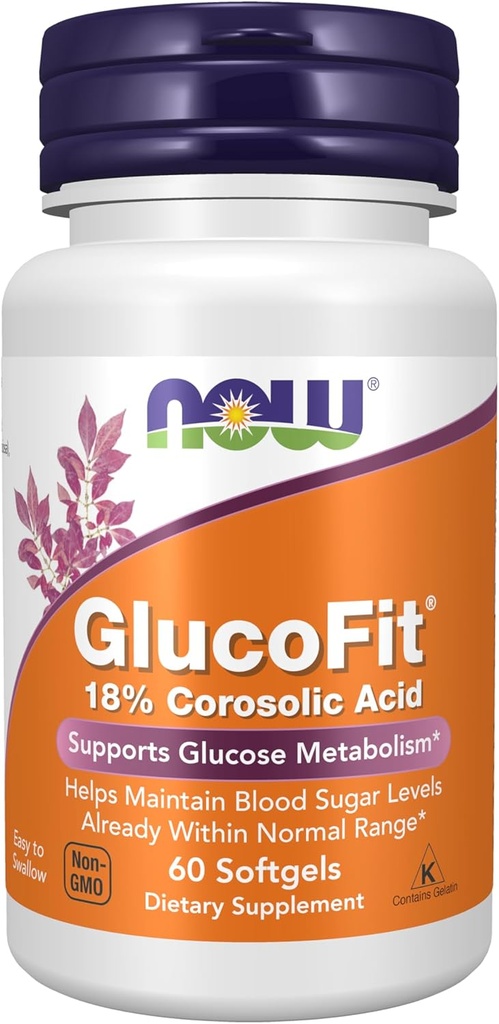 NOW Foods Supplements, GlucoFit® with 18% Corosolic Acid, Supports Glucose Metabolism*, 60 Softgels 2