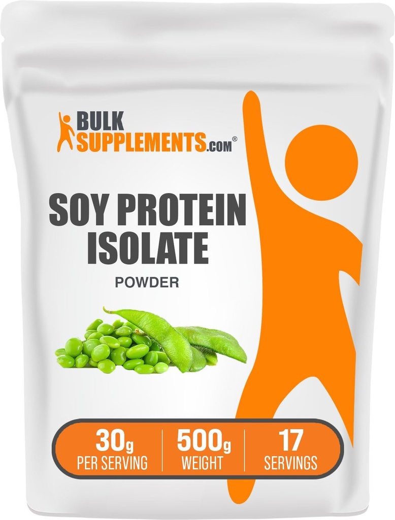 BulkSupplements.com Soy Protein Isolate Powder - Vegan Protein Powder, Unflavored - Pure & Gluten Free, 30g per Serving, 500g (1.1 lbs) (Pack of 1) 2