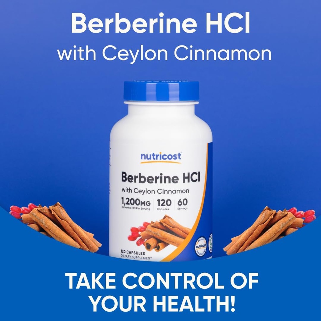 Nutricost Berberine HCl with Ceylon Cinnamon Capsules (120 Capsules, 60 Servings) - Non-GMO, Animal-Free Product 6
