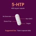 BESTVITE 5-HTP 400mg per Capsule (60 Vegetarian Capsules) - No Stearates - Vegan - Non GMO - Gluten Free - Extra Strength 5HTP 6