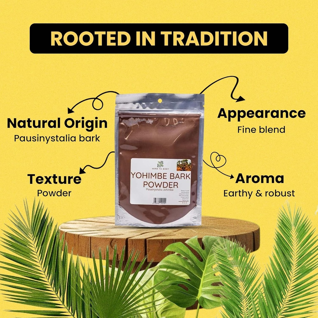 Herb To Body Yohimbe Bark Powder – 4 oz, Wildcrafted Dried Yohimbe Powder Sourced from Africa for Herbal Tea and Traditional Uses 6