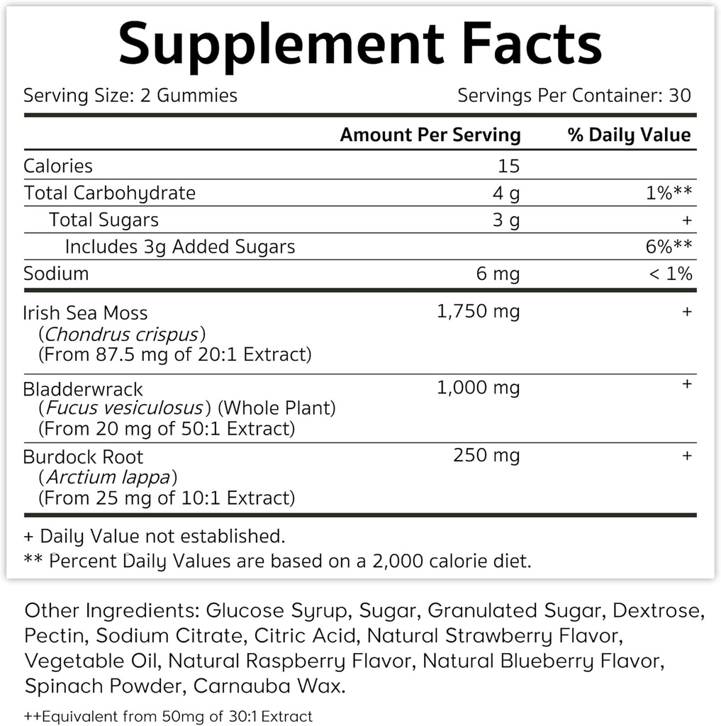 Jiva Botanicals - Irish Sea Moss Gummies with Bladderwrack & Burdock Root 3000mg - Immune System Support for Adults - 60 Count 5