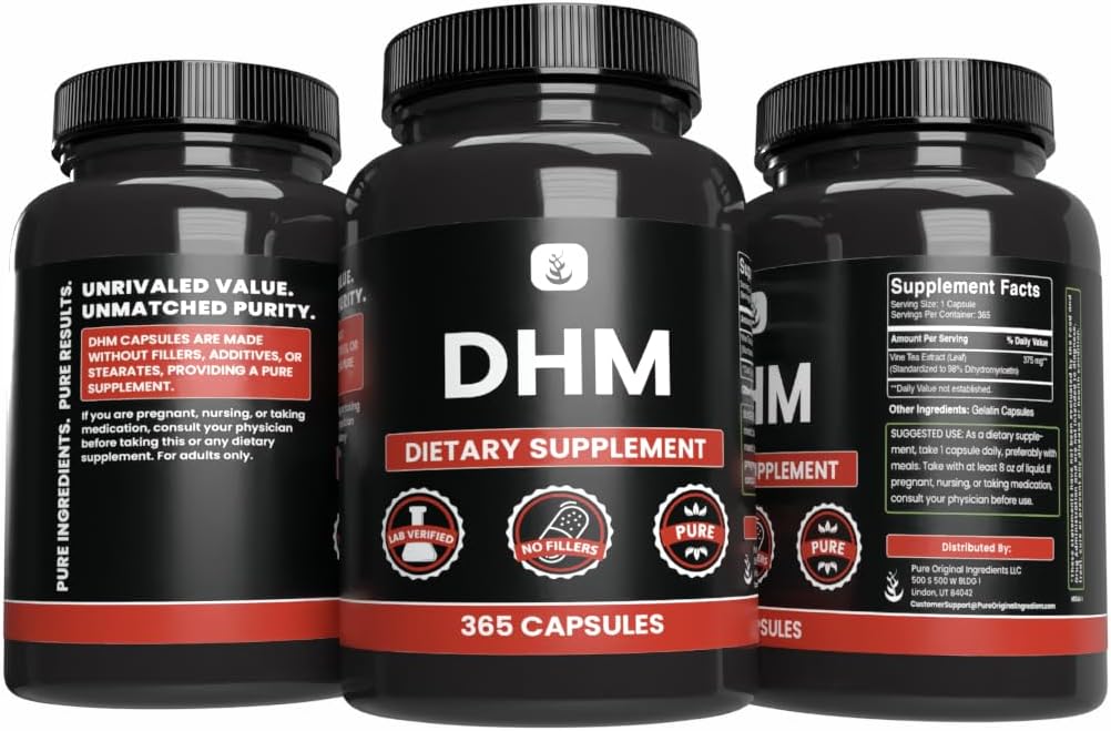 PURE ORIGINAL INGREDIENTS DHM, (365 Capsules) No Magnesium Or Rice Fillers, Always Pure, Lab Verified 5