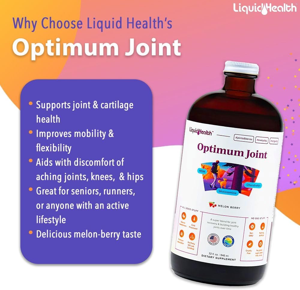 LIQUIDHEALTH Optimum Joint Glucosamine Chondroitin Supplement & Complete Multiple Daily Multivitamin Bundle for Men & Women - Immune Support, Bone Joint Health, Whole Foods - USA Made, Vegan, Non-GMO 4
