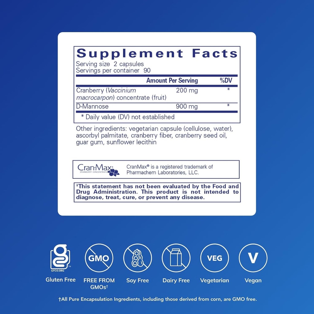 Pure Encapsulations Cranberry D-Mannose - Supports Urinary Tract Health* - with Cranberry Fruit Solids - Vegan & Non-GMO Dietary Supplement - 180 Capsules 3