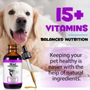 Dog Multivitamin,15 in 1 Dog Multivitamin Liquid Drops Supplements, Dog Vitamins for Heart Health, Bones, Joint, Skin & Coat, Bladder, Immune System Support 60ml 6