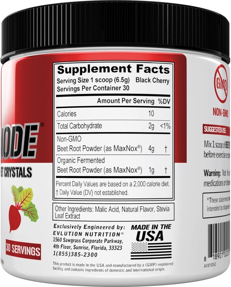 Evlution Nutrition BeetMode - Beet Root Powder - Nitric Oxide Booster - Black Cherry Flavor - Pre or Post-Workout Supplement for Enhanced Energy & Performance - Vegan & Gluten Free - 30 Servings 3
