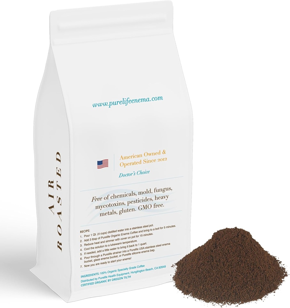 PureLife Enema Coffee- 1 Lb - Organic Gerson Specific - Ground - Mold & Fungus Free - Air Roasted Medium / Shipped Fresh- American Owned and Operated Since 2012 3