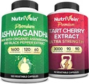 Nutrivein Premium Ashwagandha Capsules & Tart Cherry Capsules Bundle: High-Absorption Tart Cherry Extract and Ashwagandha Supplements for Recovery, Balance, and Vitality 2