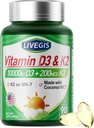 Vitamin D3 K2 Softgels, D3 10000 IU with K2 (MK-7) 200 mcg with Coconut Oil Softgels, Easy to Swallow 2 in 1 Vitamins D & K, Supports Calcium Absorption, Immune and Heart Health - 90 Counts 2