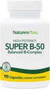 Natures Plus Super B50-90 Vegetarian Capsules - High Potency B Complex Vitamin Supplement - Brain & Energy Booster - Gluten-Free - 90 Servings 2